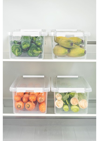 4'lü Kapaklı Uzun Saklama Kabı Seti, 3,5 Litre, Beyaz modelleri