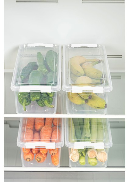 4'lü Kapaklı Uzun Saklama Kabı Seti, 3,5 Litre, Beyaz fırsatları