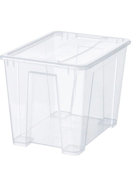 Şeffaf 22 Lt Turuncu Plastik Düzenleme Kutusu Kapaklı 39X28X28