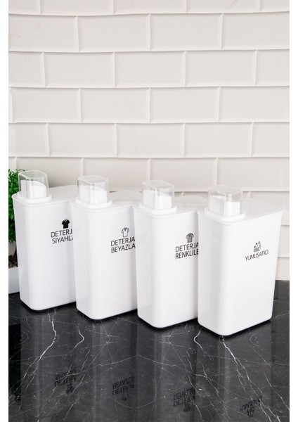 4'lü Kendinden Ölçekli Deterjan Saklama Kabı Renkli ve Beyaz Set indirimleri