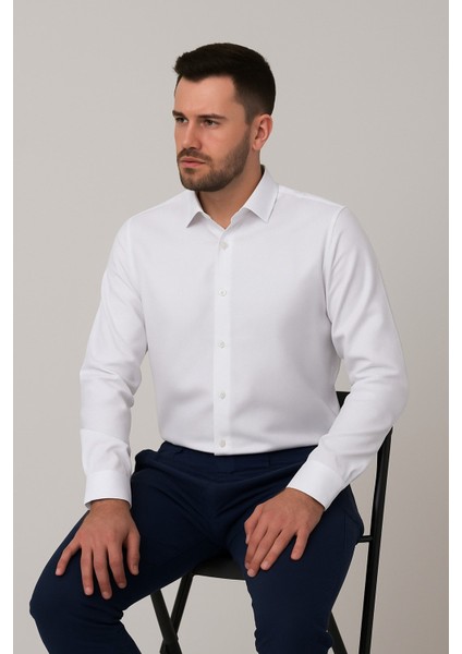 Erkek Uzun Kol Armurlu Slimfit Gömlek fırsatları