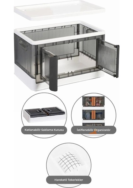 Katlanabilir Iki Kapaklı Çok Amaçlı Düzenleyici Kutu, Gri fiyatları