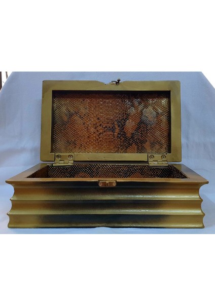 El Yapımı Ahşap Mücevher Kutusu, Altın Varak, Boyalı, 30X18X10 cm fiyatları