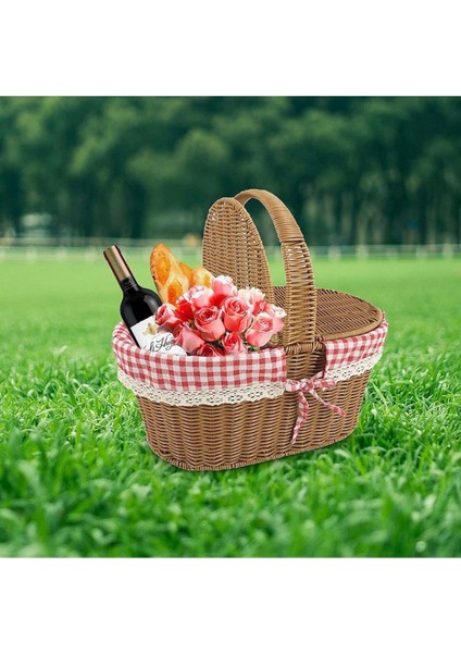 Rattan Oval Piknik Sepeti, Kahverengi, Şık ve Hafif Taşıma Kolaylığıyla modelleri
