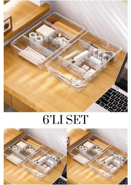 Turuncu 6'lı Kapaklı Çekmece Düzenleyici Seti, Çorap ve Hobi Saklama Kabı fiyatları