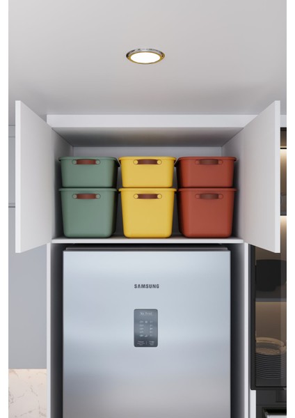 6'lı Çok Amaçlı Kapaklı Saklama Kutuları, Renkli ve Dekoratif Düzenleme Seti