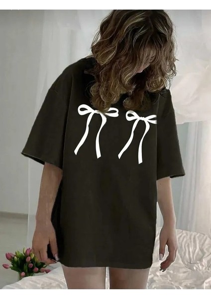 Kurdale Baskılı Oversize Bisiklet Yaka T-Shirt