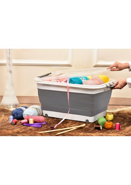 Renkli Katlanabilir Tekerlekli Saklama Kutusu, 45 Litre, Pratik ve Şık Organizatör modelleri