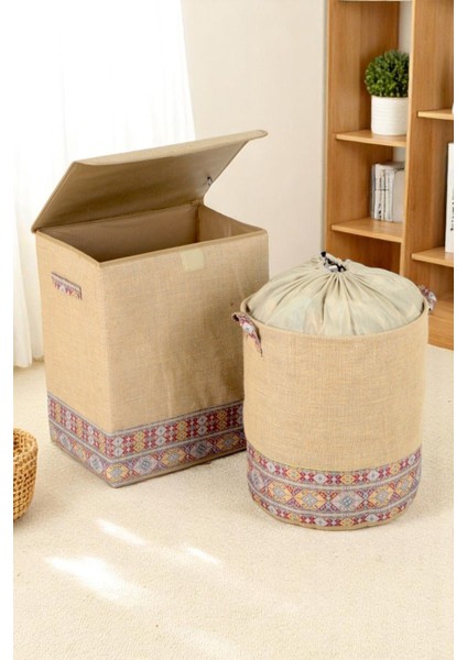 Etnik Desenli Çok Renkli Dolap Içi Düzenleyici Set, Oyuncak ve Eşya Saklama Kutuları