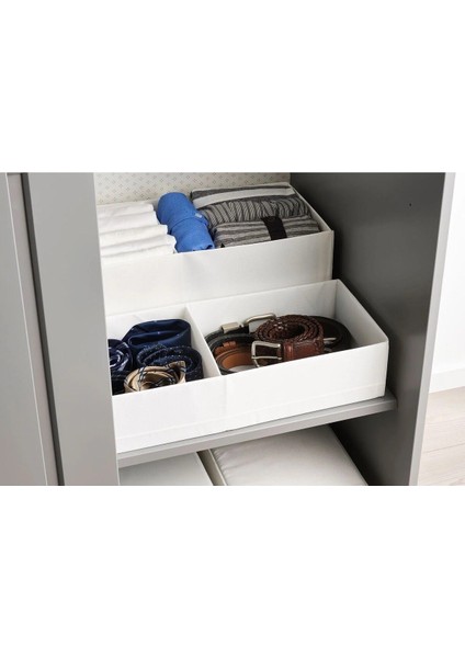 Iki Bölmeli Beyaz Saklama Kutusu 20X51X10 Cm, Dolap Içi Düzenleyici fırsatları
