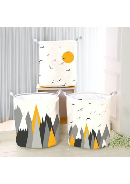 Dijital Baskılı Çok Amaçlı Üçlü Sepet, Şık ve Kullanışlı Ev Düzeni Seti