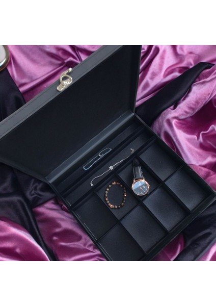 Kahverengi ve Siyah 10 Gözlü Şık Takı ve Saat Kutusu, Organize ve Şık Saklama. fırsatları