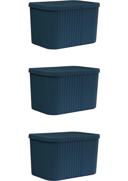 3'lü 6l Çok Amaçlı Kapaklı Saklama Kutusu, Havlu, Kozmetik ve Kişisel Eşya Düzenleyici