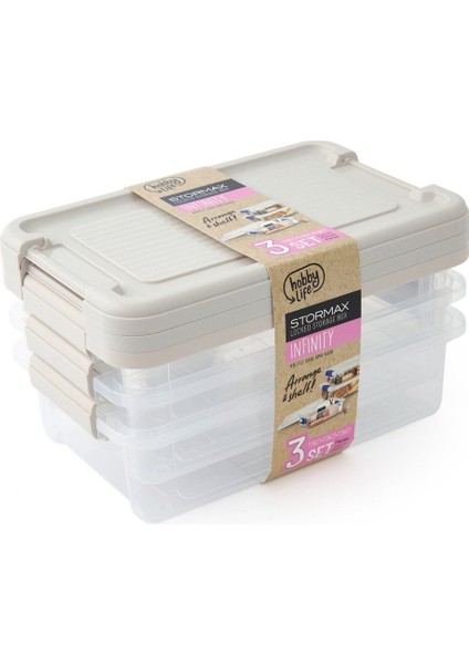 3'lü 9 Lt Kilitli Saklama Kutusu, Dayanıklı ve Şık Depolama Çözümü fiyatları