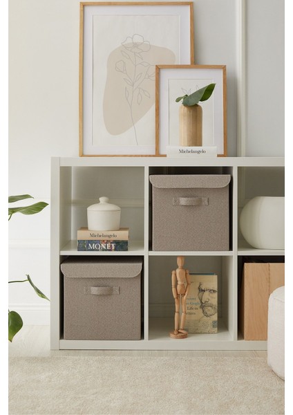 Bej Kapaklı Dolap Içi Saklama Kutusu 30X30X30 fiyatları