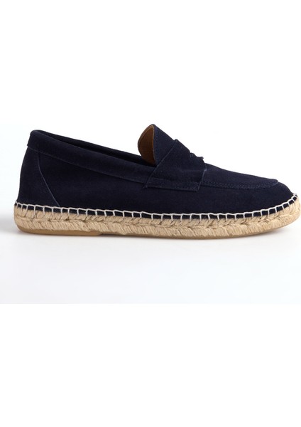 Deri Lacivert Erkek Espadril Mocasın