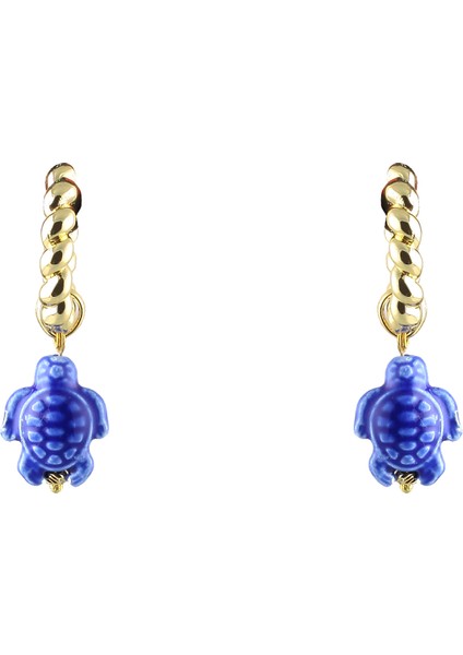 Altın - Mavi Küpe Lola Turtle Earrings