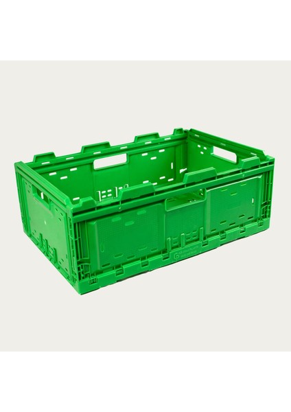 Katlanabilir Plastik Kasa 40X60X22 Cm, Taşıma ve Saklama, Yeşil Renk