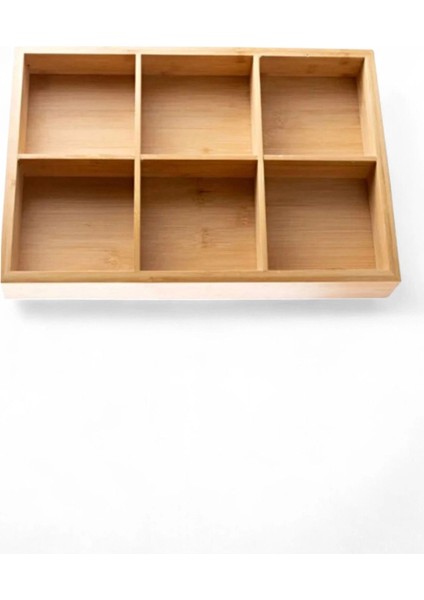 6 Bölmeli Şeffaf Bambu Sunum Kutusu, Mutfak Organizer, Renkli fiyatları