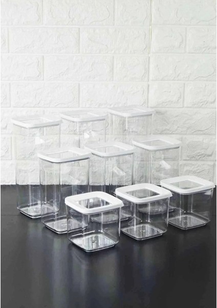 Gri 9'lu Saklama Kabı Seti, Mutfak Düzenleme ve Saklama Çözümü