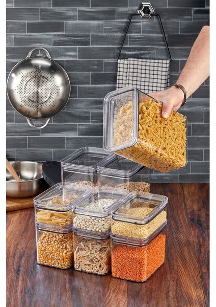 Vakumlu Kristal Saklama Seti, 9 Parça, Şık ve Pratik Mutfak Düzenleyici