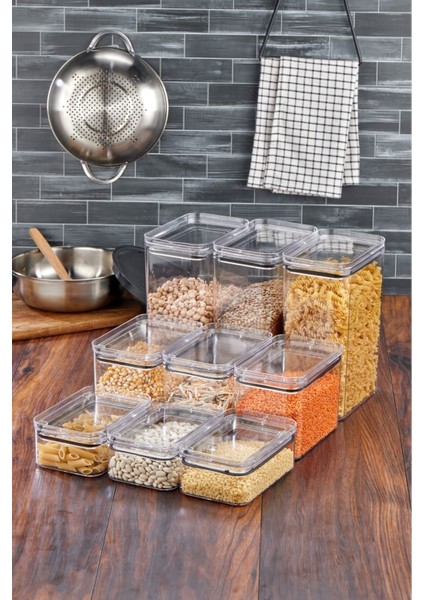 Vakumlu Kristal Saklama Seti, 9 Parça, Şık ve Pratik Mutfak Düzenleyici fiyatları