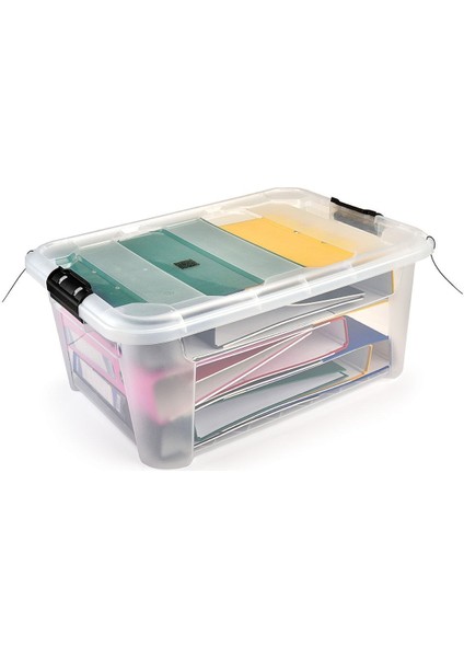 Şeffaf 40 Litre Çok Amaçlı Saklama ve Düzenleyici Kutusu Gri