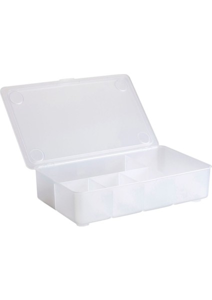 Turuncu Kapaklı Bölmeli Saklama Kutusu 34X21X8 Cm, Makyaj ve Takı Organizer