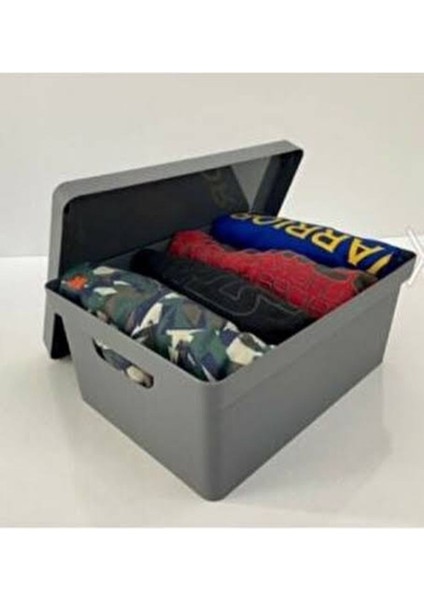 10 Lt Kapaklı Düzenleyici Kutu 3'lü Set, Antrasit ve Gri Renk Seçenekleri fiyatları