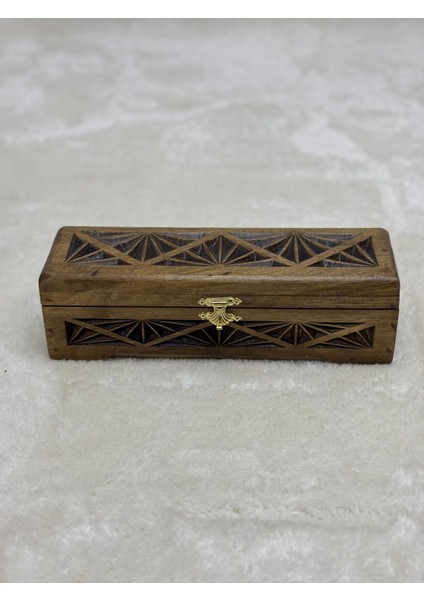El Oyma Ceviz Ahşap Kutu, Takı ve Tespih Saklama, 8X26X7 Cm, Kadife Kaplı fiyatları