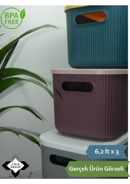 Renkli 3'lü Çok Amaçlı Saklama Kutusu, Düzenleyici Set, 6 Lt fiyatları