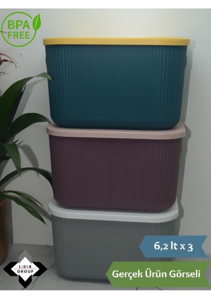 Renkli 3'lü Çok Amaçlı Saklama Kutusu, Düzenleyici Set, 6 Lt modelleri