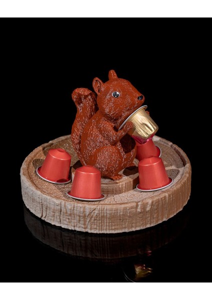 Büyük Boy Sincap Kahve Kapsül Tutucu 19 Cm, Kahverengi, Şık ve Kullanışlı Tasarım