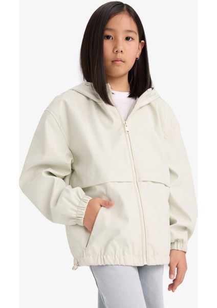 Kız Çocuk Su Geçirmez Kapüşonlu Fermuarlı Yağmurluk E0058A825AU