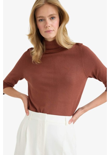 Regular Fit Balıkçı Yaka Yarım Kol Basic Düz Triko Kazak U8280AZ25AU modelleri