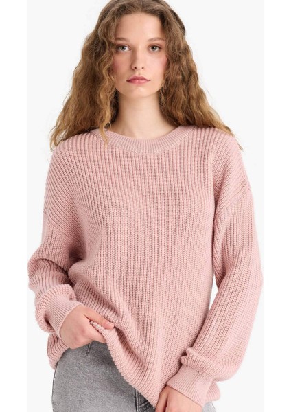 Regular Fit Bisiklet Yaka Selanik Kumaş Basic Düz Triko Kazak H6905AZ25WN