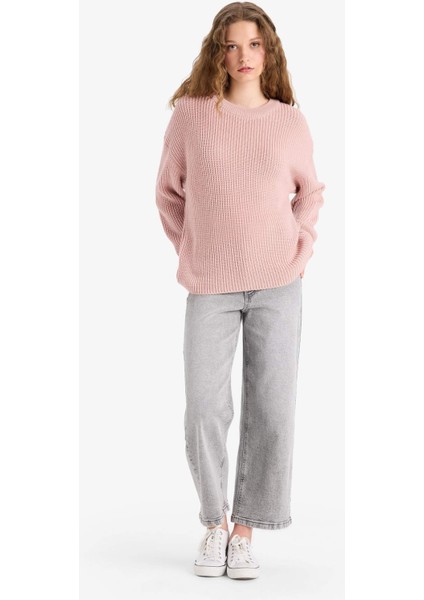 Regular Fit Bisiklet Yaka Selanik Kumaş Basic Düz Triko Kazak H6905AZ25WN fiyatları