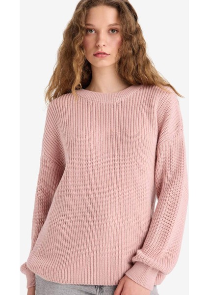 Regular Fit Bisiklet Yaka Selanik Kumaş Basic Düz Triko Kazak H6905AZ25WN modelleri