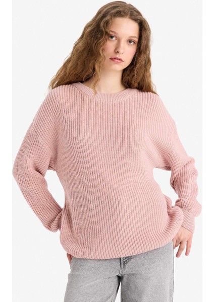 Regular Fit Bisiklet Yaka Selanik Kumaş Basic Düz Triko Kazak H6905AZ25WN fırsatları