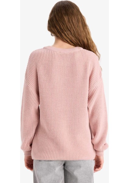 Regular Fit Bisiklet Yaka Selanik Kumaş Basic Düz Triko Kazak H6905AZ25WN