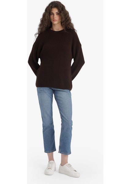 Regular Fit Bisiklet Yaka Selanik Kumaş Basic Düz Triko Kazak H6905AZ25WN fiyatları