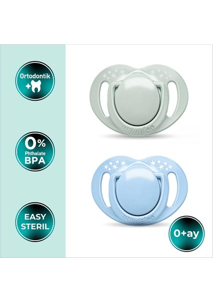 Ortodontik Silikon Emzik 2'li Powder Green&blue 0+ Ay (Sterilizasyon/saklama Kutulu) fiyatları