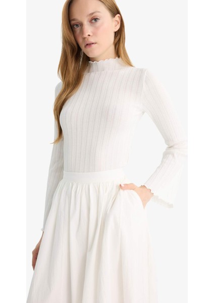 Slim Fit Dar Kesim Fitilli Kaşkorse Uzun Kollu Tunik F7136AX25AU