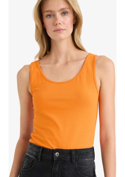 Slim Fit Dar Kesim Basic Düz Yuvarlak Yaka Atlet I1059AZ25AU