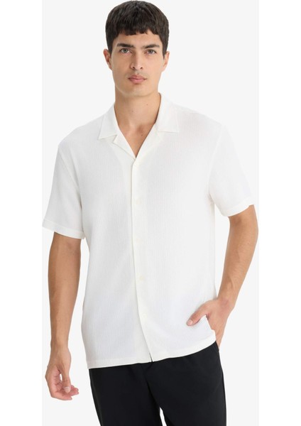 Modern Fit Polo Yaka Penye Kısa Kollu Gömlek C4125AX25SM