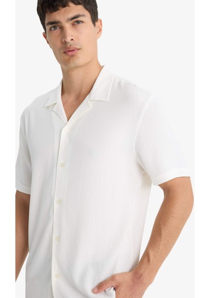 Modern Fit Polo Yaka Penye Kısa Kollu Gömlek C4125AX25SM fırsatları