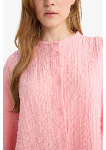 Relax Fit Bisiklet Yaka Gofre Dokulu Uzun Kollu Tunik D4145AX25AU indirimleri