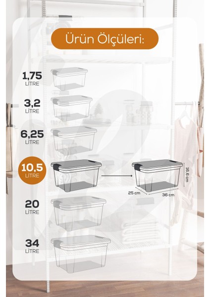 3'lü Renkli 10,5 Litre Kilitli Saklama Kutusu Seti fiyatları