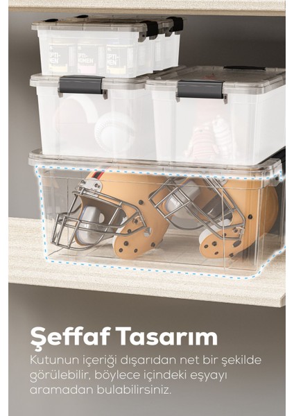 3'lü Renkli 10,5 Litre Kilitli Saklama Kutusu Seti