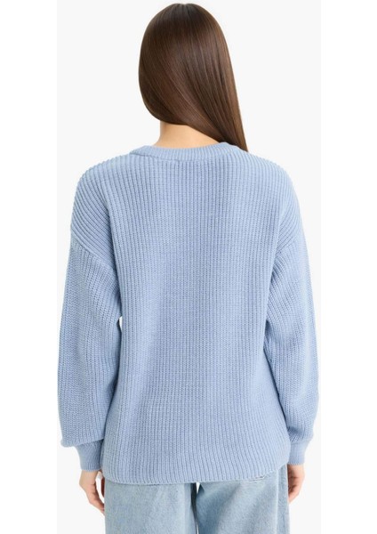 Regular Fit Bisiklet Yaka Selanik Kumaş Basic Düz Triko Kazak H6905AZ25WN indirimleri